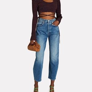 NWT MOTHER blue denim high-waisted jeans, size 26